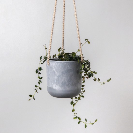 Grey stone hanging planter 4 in
